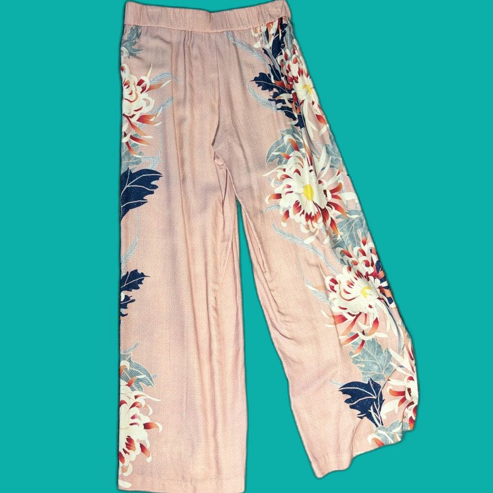 Adrienne Vittadini Womens Pants Viscose Size M peach floral
